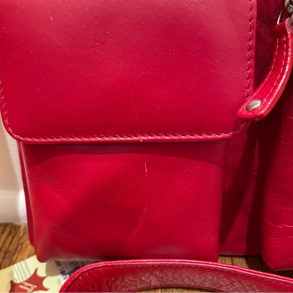 ILI New York 100% Leather Red Crossbody Bag Style 6081 NWT - Picture 6 of 9